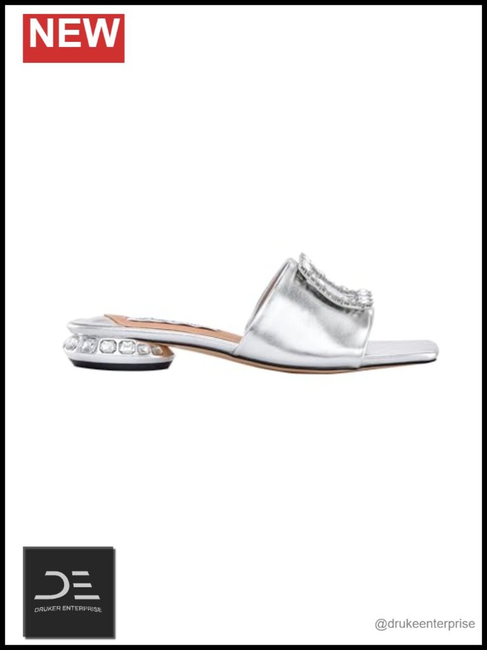 Lady Couture Amore Metallic Slide Sandals Square Toe Slip On